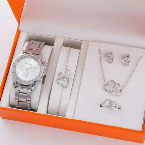 Luxury Silver Watch & Jewelry Set