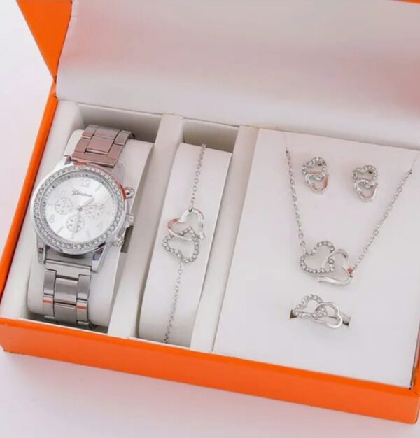 Luxury Silver Watch & Jewelry Set