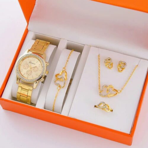 Elegant Gold Watch & Jewelry Set